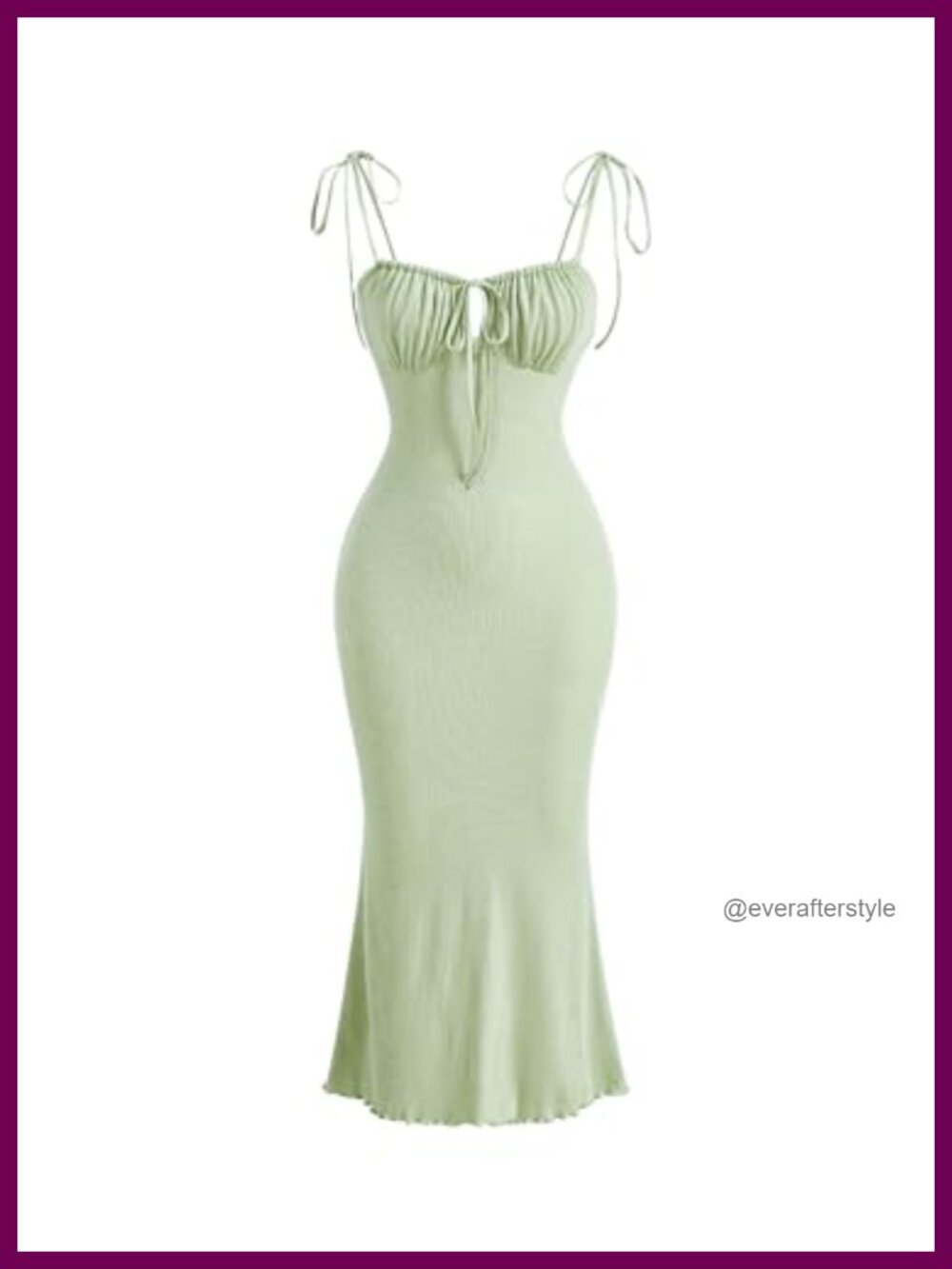 Verdusa Women's Ruched Knot Front Tie Shoulder Fishtail Bodycon Cami Dress